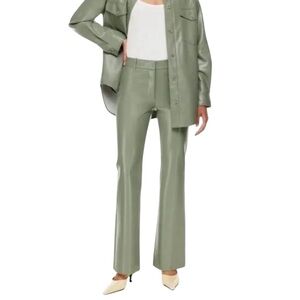Aritzia Wilfred Cabaret Sage Green Faux Leather Pants